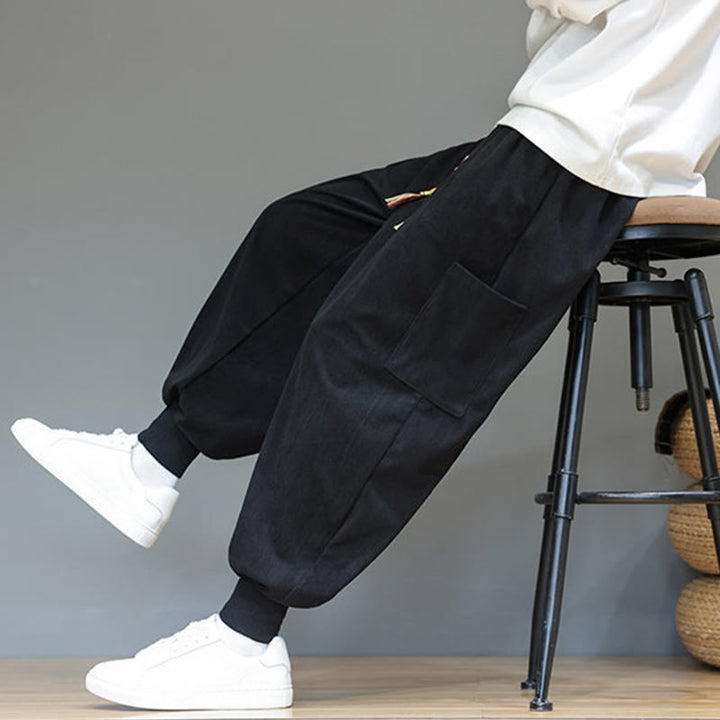 Pantaloni da uomo in cotone alla caviglia con tasche, tinta unita, modello Buddha Stones Spring - image 28