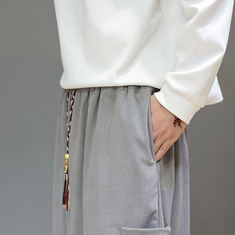 Pantaloni da uomo in cotone alla caviglia con tasche, tinta unita, modello Buddha Stones Spring - image 17