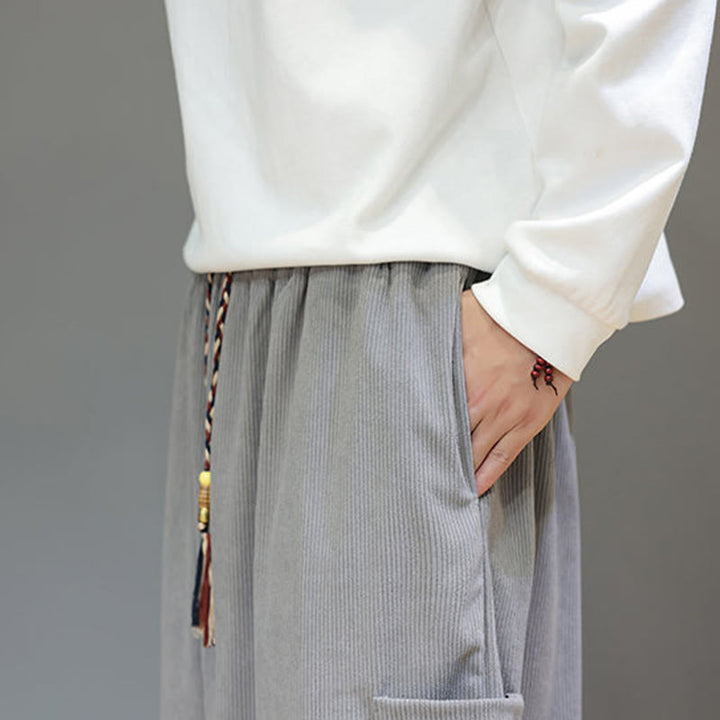 Pantaloni da uomo in cotone alla caviglia con tasche, tinta unita, modello Buddha Stones Spring - image 17