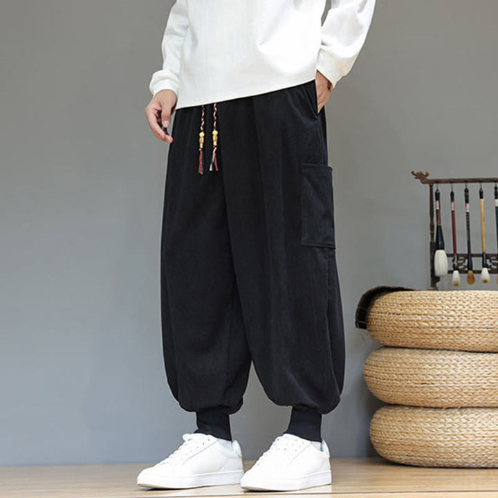 Pantaloni da uomo in cotone alla caviglia con tasche, tinta unita, modello Buddha Stones Spring - image 23