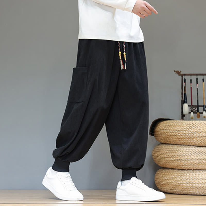 Pantaloni da uomo in cotone alla caviglia con tasche, tinta unita, modello Buddha Stones Spring - image 22