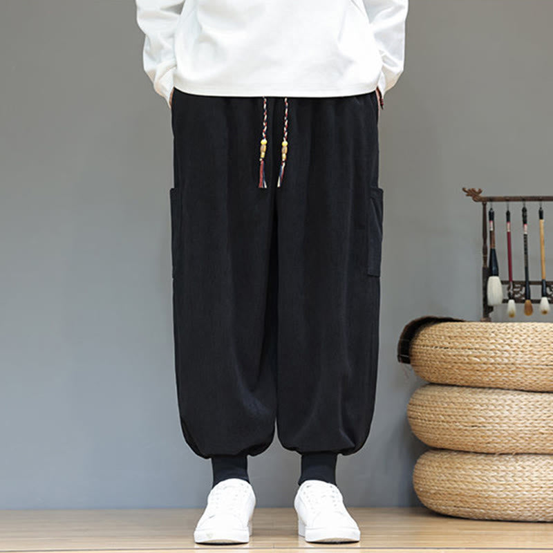 Pantaloni da uomo in cotone alla caviglia con tasche, tinta unita, modello Buddha Stones Spring - image 21