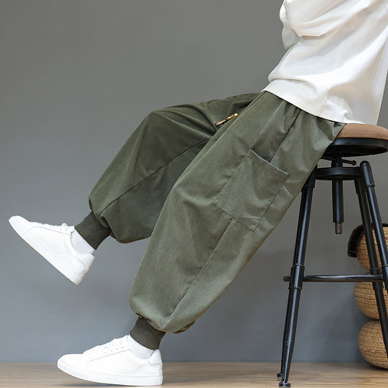 Pantaloni da uomo in cotone alla caviglia con tasche, tinta unita, modello Buddha Stones Spring - image 7