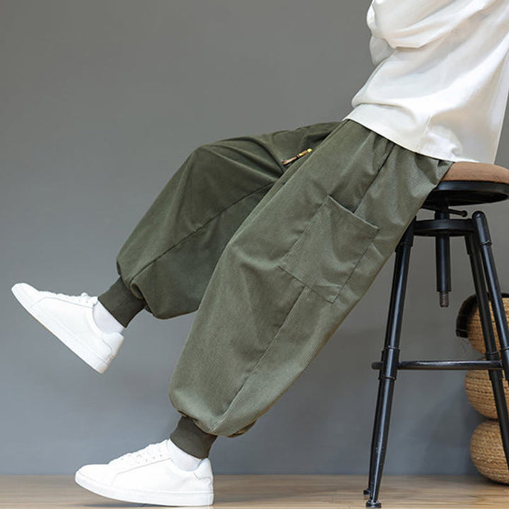 Pantaloni da uomo in cotone alla caviglia con tasche, tinta unita, modello Buddha Stones Spring - image 7