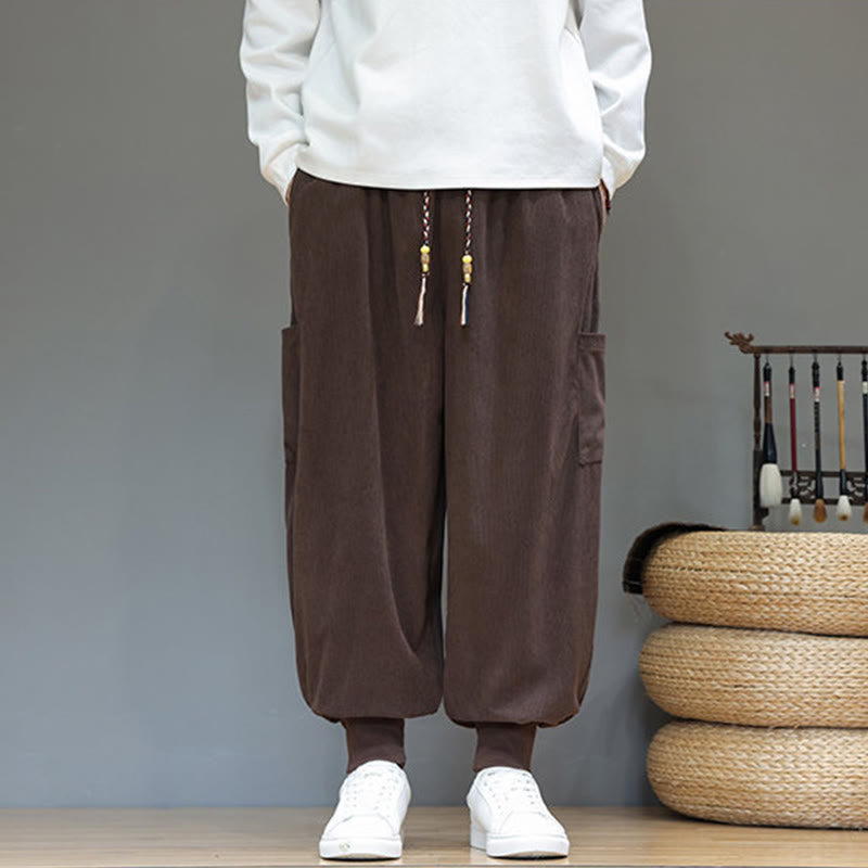 Pantaloni da uomo in cotone alla caviglia con tasche, tinta unita, modello Buddha Stones Spring - image 34