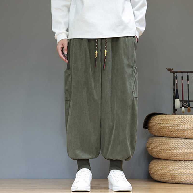 Pantaloni da uomo in cotone alla caviglia con tasche, tinta unita, modello Buddha Stones Spring - image 5