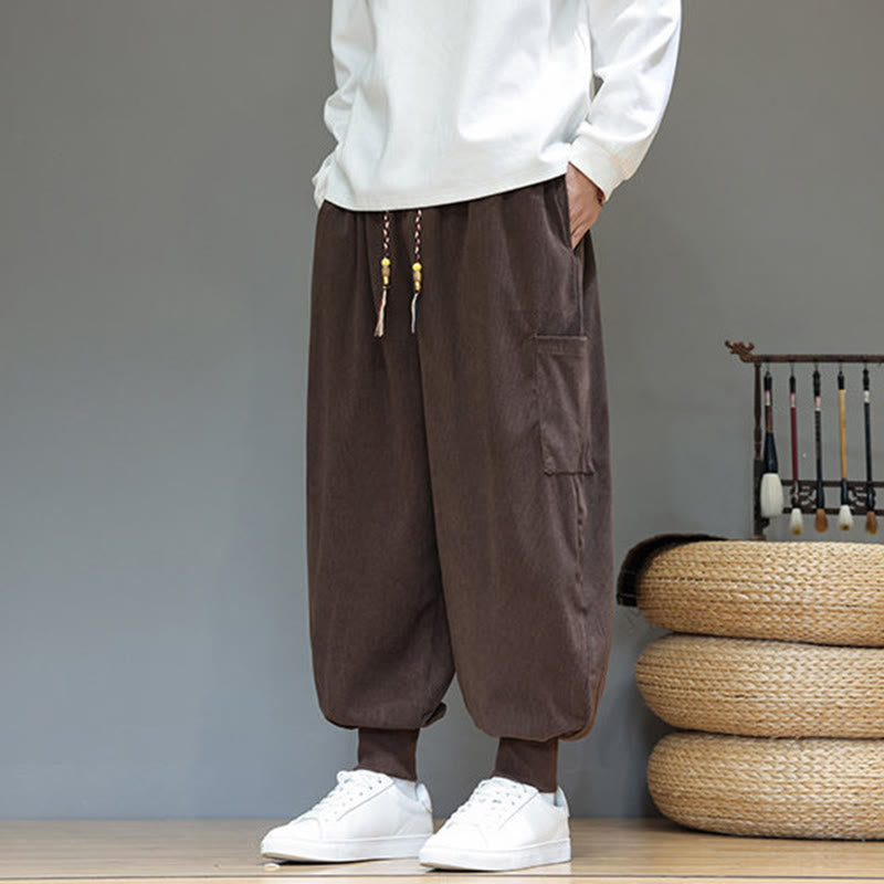 Pantaloni da uomo in cotone alla caviglia con tasche, tinta unita, modello Buddha Stones Spring - image 31