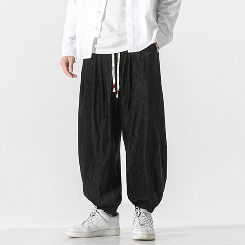 Pantaloni da uomo in cotone con tasche, coulisse e polsini elastici con motivo Buddha Stones - image 2