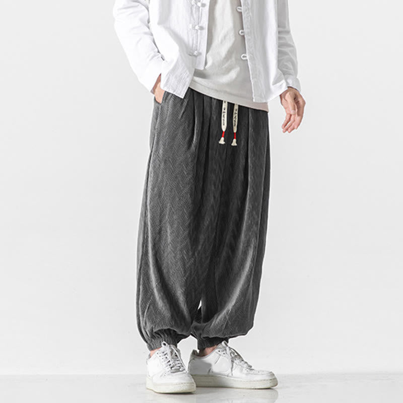 Pantaloni da uomo in cotone con tasche, coulisse e polsini elastici con motivo Buddha Stones - image 11