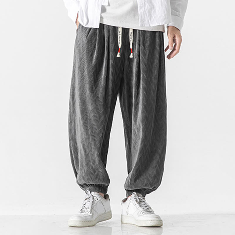 Pantaloni da uomo in cotone con tasche, coulisse e polsini elastici con motivo Buddha Stones - image 12