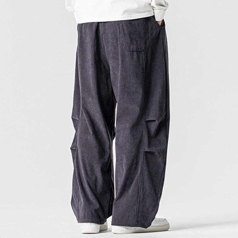 Pantaloni da uomo in velluto a coste invernali con coulisse e tasche, gamba larga , Buddha Stones - image 19