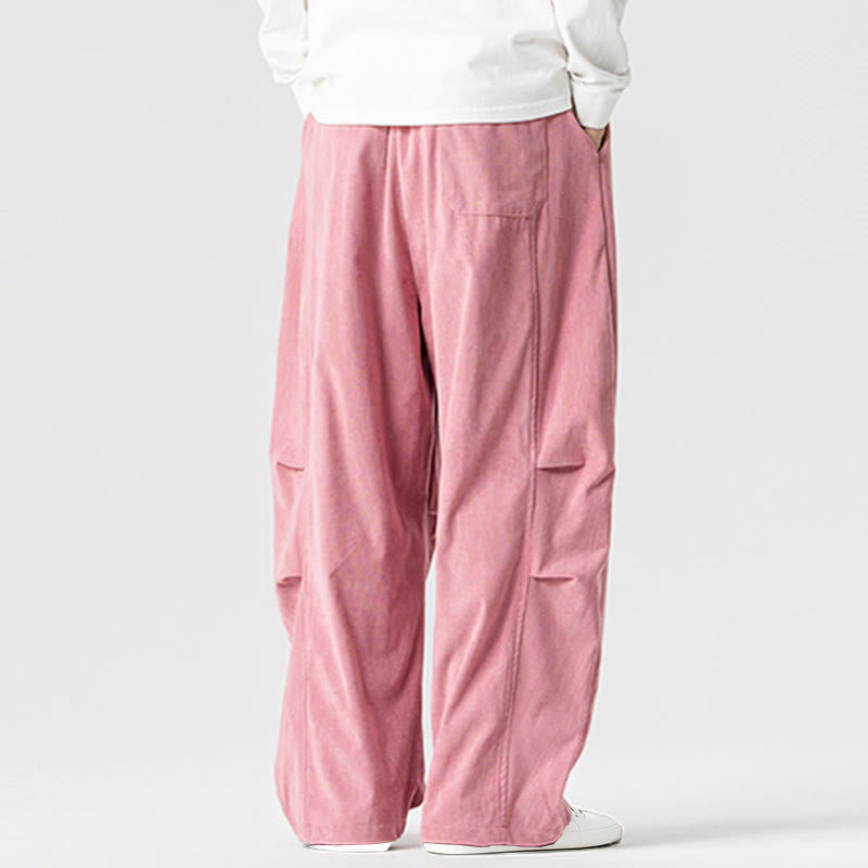 Pantaloni da uomo in velluto a coste invernali con coulisse e tasche, gamba larga , Buddha Stones - image 8