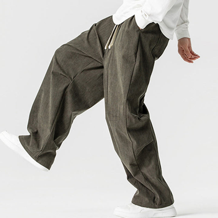 Pantaloni da uomo in velluto a coste invernali con coulisse e tasche, gamba larga , Buddha Stones - image 29