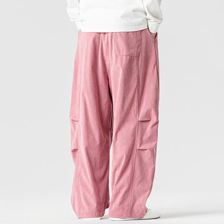 Pantaloni da uomo in velluto a coste invernali con coulisse e tasche, gamba larga , Buddha Stones - image 8