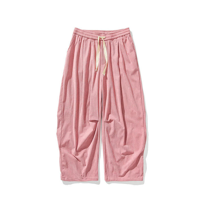 Pantaloni da uomo in velluto a coste invernali con coulisse e tasche, gamba larga , Buddha Stones - image 15