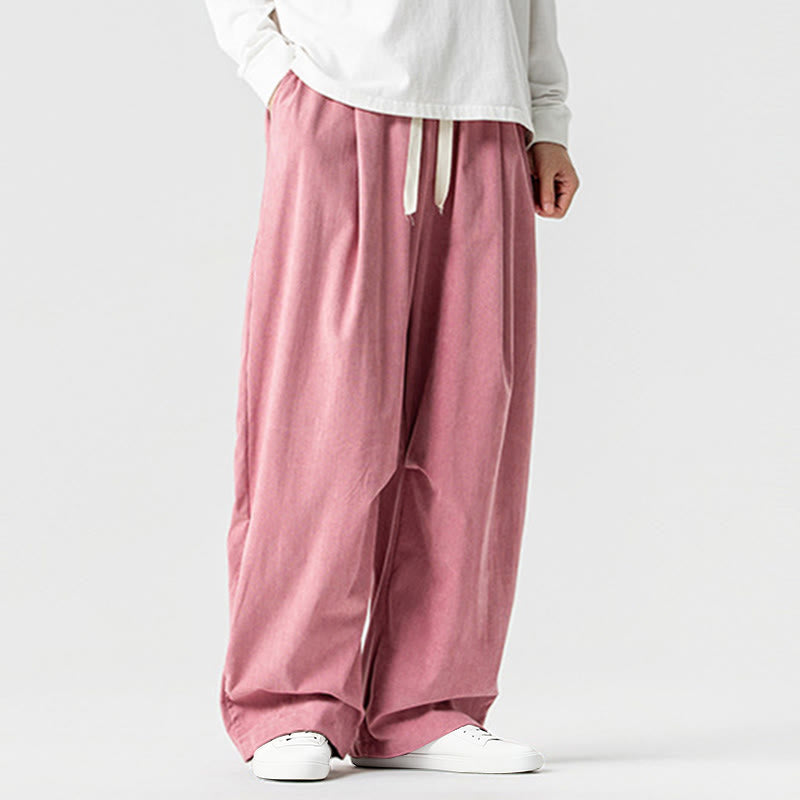 Pantaloni da uomo in velluto a coste invernali con coulisse e tasche, gamba larga , Buddha Stones - image 11