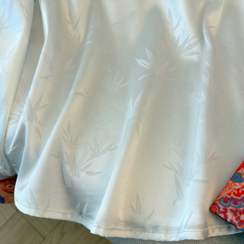 Camicia da donna con gilet, gilet e bottoni in bambù, motivo jacquard, motivo Buddha Stones Frog Dragon Flower - image 11