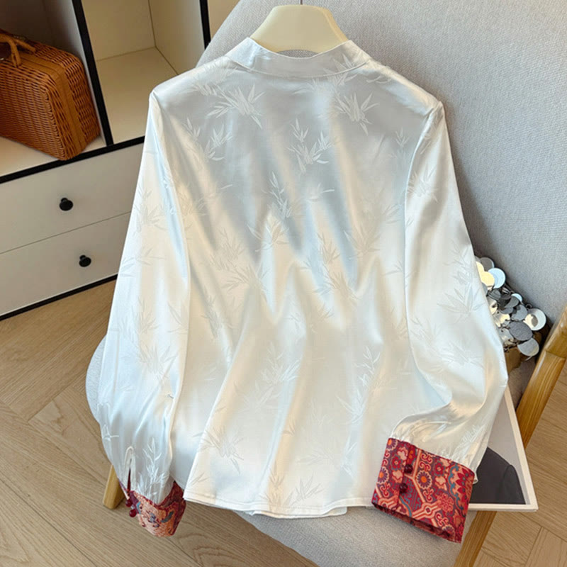 Camicia da donna con gilet, gilet e bottoni in bambù, motivo jacquard, motivo Buddha Stones Frog Dragon Flower - image 9