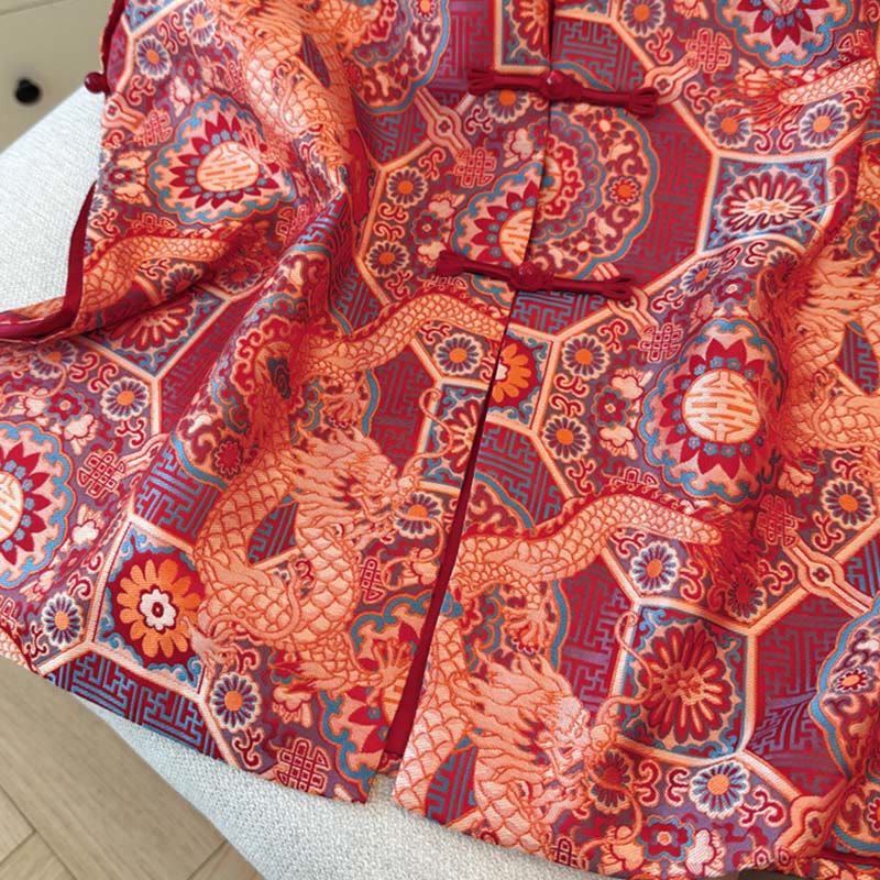 Camicia da donna con gilet, gilet e bottoni in bambù, motivo jacquard, motivo Buddha Stones Frog Dragon Flower - image 5