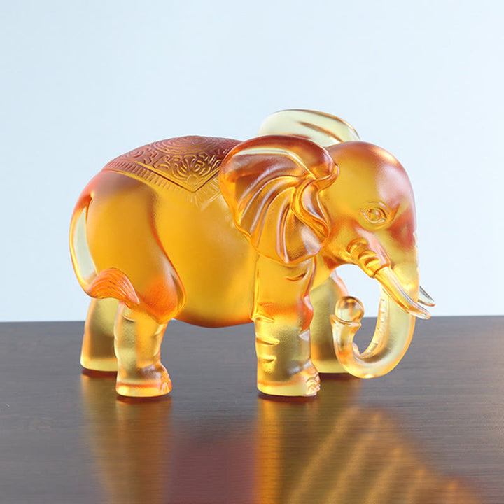 Buddha Stones in cristallo giallo Liuli, proboscide di elefante, design su e giù, forza, decorazione per la casa - image 13