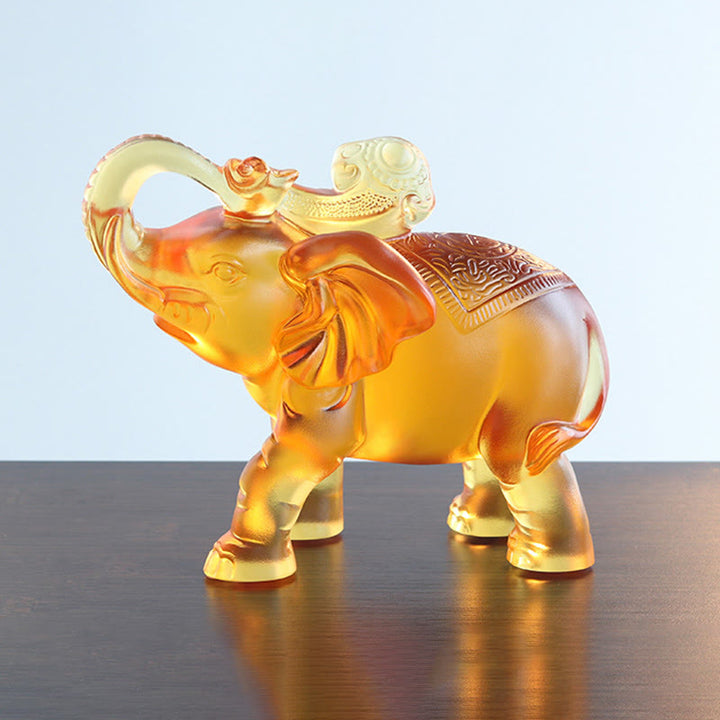 Buddha Stones in cristallo giallo Liuli, proboscide di elefante, design su e giù, forza, decorazione per la casa - image 9