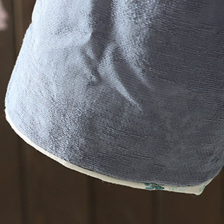 Giacca da donna in cotone spesso a maniche lunghe con bottoni a rana e polsini floreali, motivo Buddha Stones - image 7