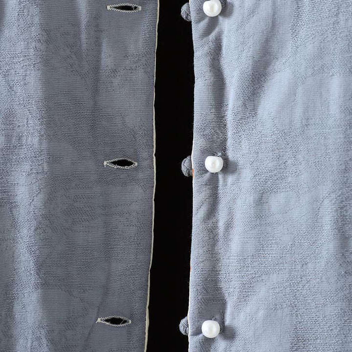 Giacca da donna in cotone spesso a maniche lunghe con bottoni a rana e polsini floreali, motivo Buddha Stones - image 5