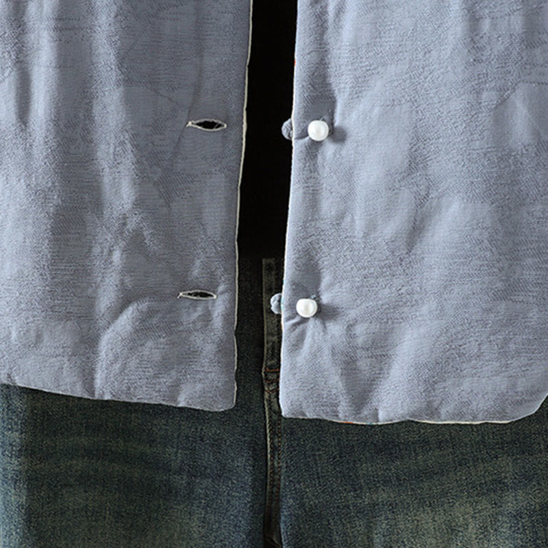 Giacca da donna in cotone spesso a maniche lunghe con bottoni a rana e polsini floreali, motivo Buddha Stones - image 6