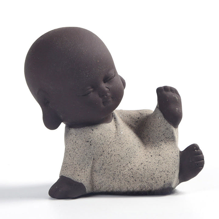 Buddha Stones Tathagata Buddha Simbolo Design Argilla Viola Serenità Decorazione da Scrivania - Buddha grigio 3*4*6,5 cm - image 8