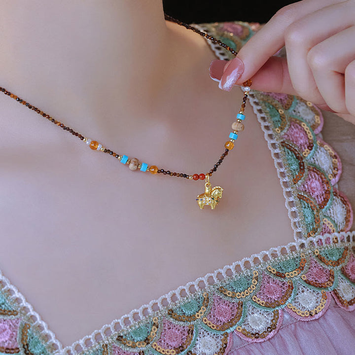 Collana con ciondolo con protezione per l'occhio di tigre Buddha Stones, anno dorato del cavallo - image 8