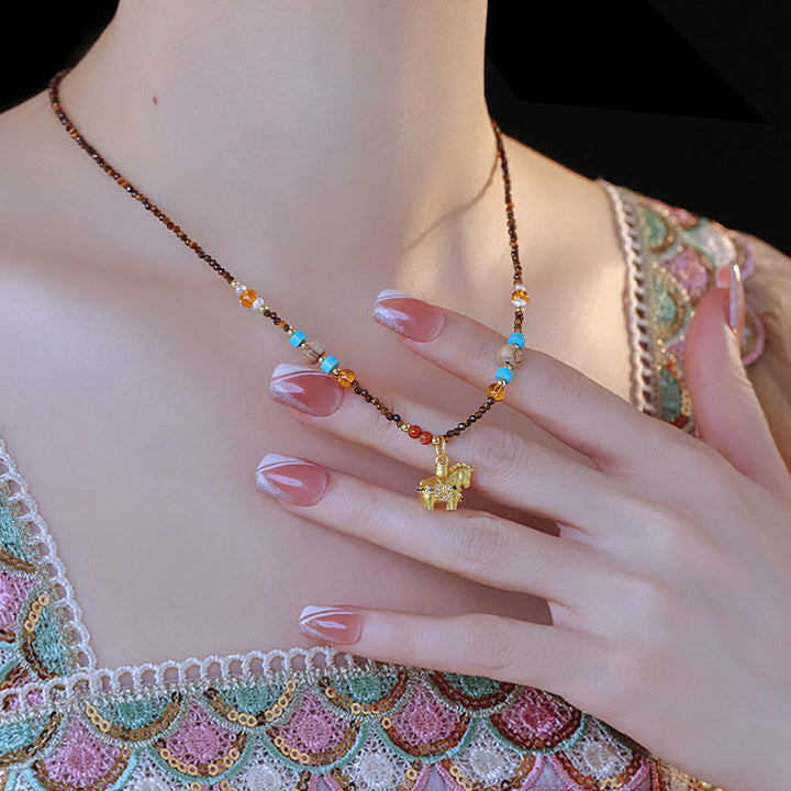 Collana con ciondolo con protezione per l'occhio di tigre Buddha Stones, anno dorato del cavallo - image 7