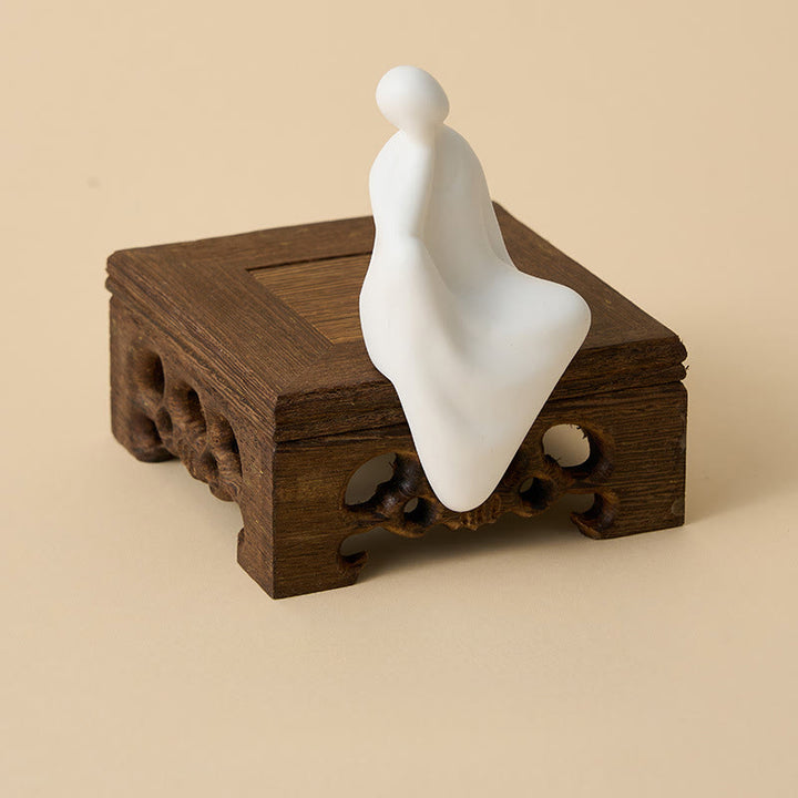 Buddha Stones Buddha senza forma Ceramica Scrivania in legno wengè Decorazione della serenità - image 4