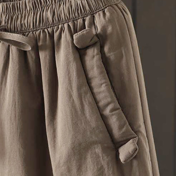 Pantaloni harem termici invernali con coulisse e fodera in pile da donna Buddha Stones con tasche - image 5