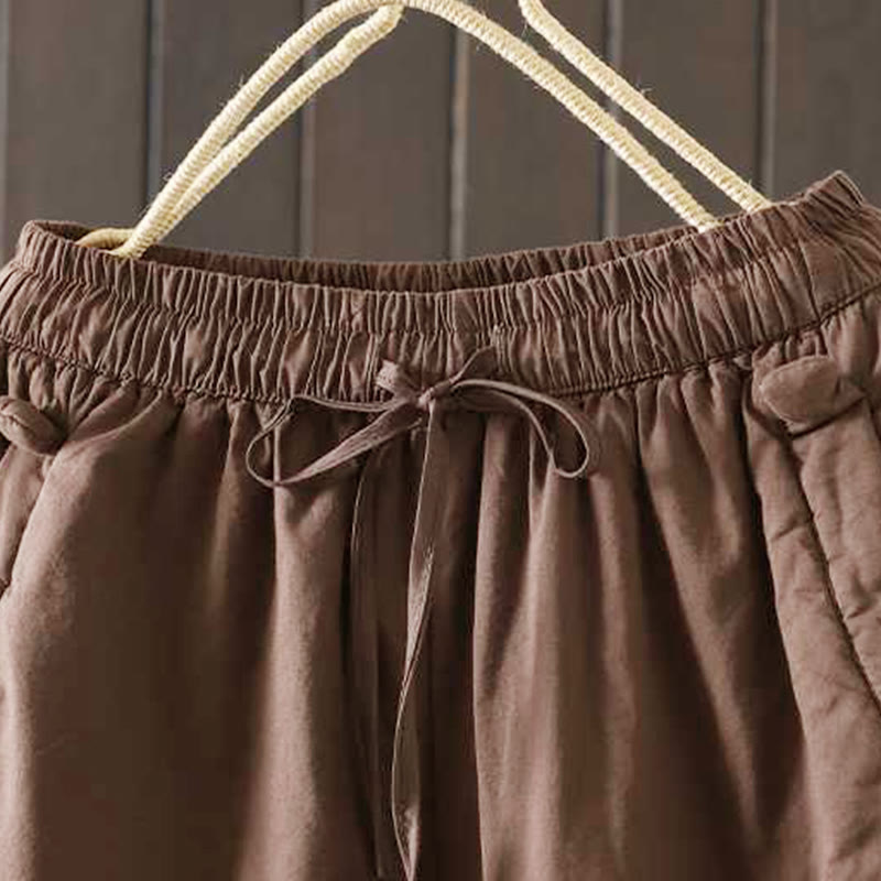 Pantaloni harem termici invernali con coulisse e fodera in pile da donna Buddha Stones con tasche - image 15