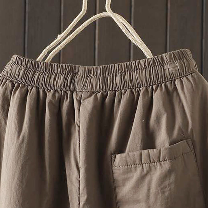 Pantaloni harem termici invernali con coulisse e fodera in pile da donna Buddha Stones con tasche - image 4