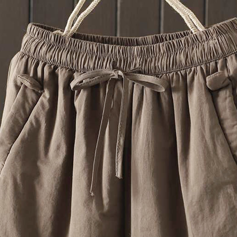 Pantaloni harem termici invernali con coulisse e fodera in pile da donna Buddha Stones con tasche - image 3