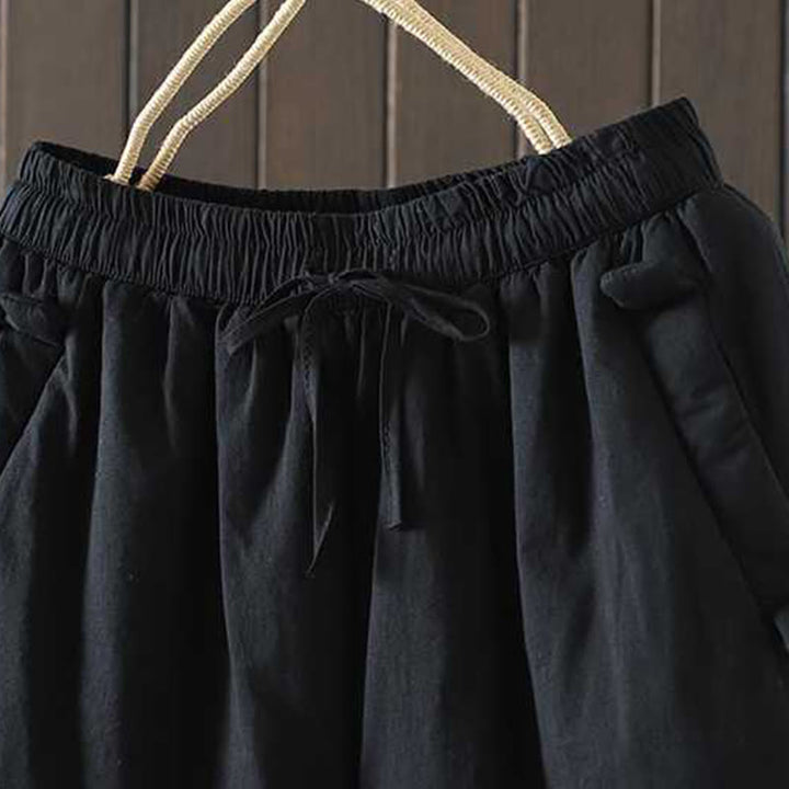 Pantaloni harem termici invernali con coulisse e fodera in pile da donna Buddha Stones con tasche - image 11