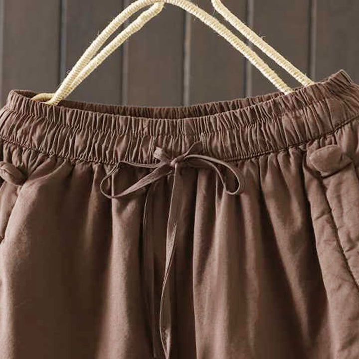 Pantaloni harem termici invernali con coulisse e fodera in pile da donna Buddha Stones con tasche - image 15