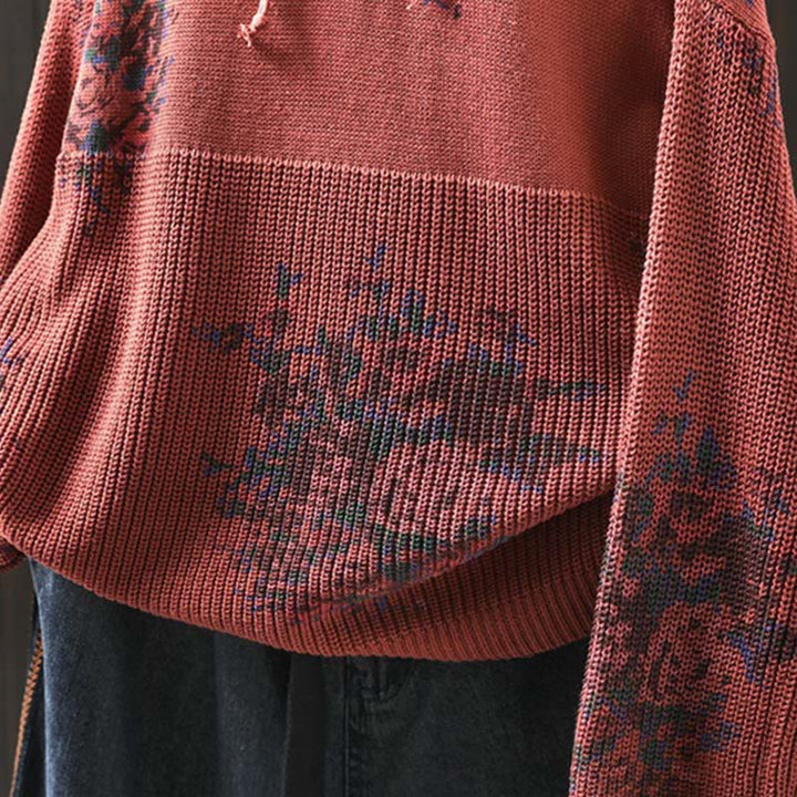 Maglione da donna a maniche lunghe con cappuccio e stampa floreale Buddha Stones - image 8