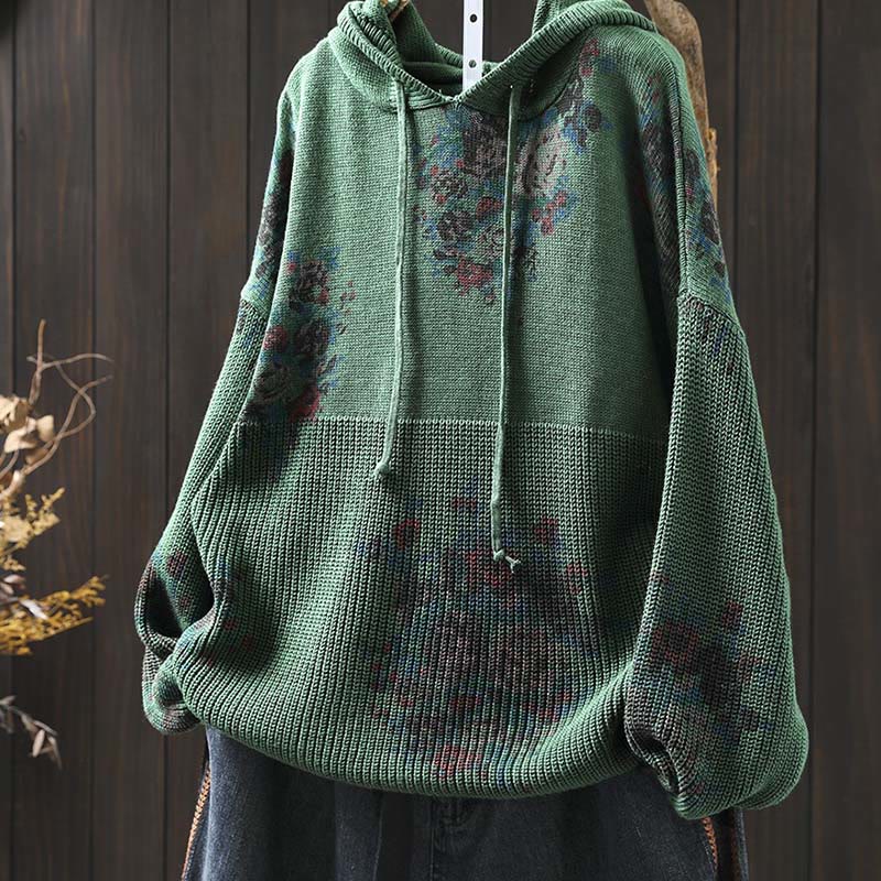Maglione da donna a maniche lunghe con cappuccio e stampa floreale Buddha Stones - image 12