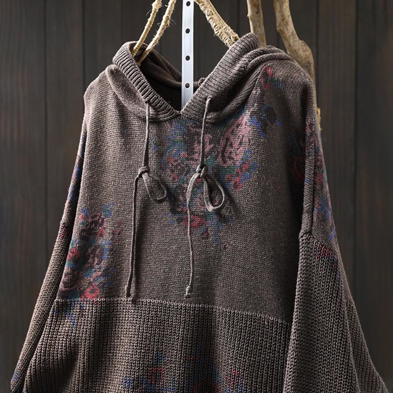 Maglione da donna a maniche lunghe con cappuccio e stampa floreale Buddha Stones - image 23