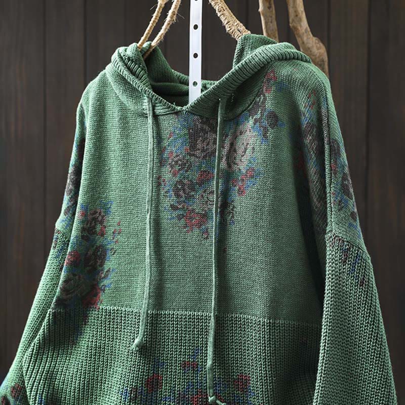 Maglione da donna a maniche lunghe con cappuccio e stampa floreale Buddha Stones - image 14