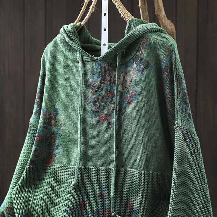 Maglione da donna a maniche lunghe con cappuccio e stampa floreale Buddha Stones - image 14