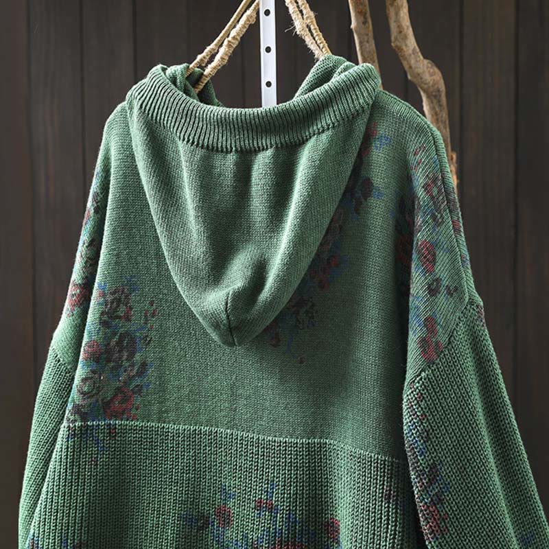 Maglione da donna a maniche lunghe con cappuccio e stampa floreale Buddha Stones - image 15