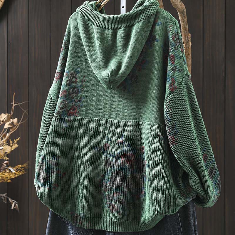 Maglione da donna a maniche lunghe con cappuccio e stampa floreale Buddha Stones - image 13