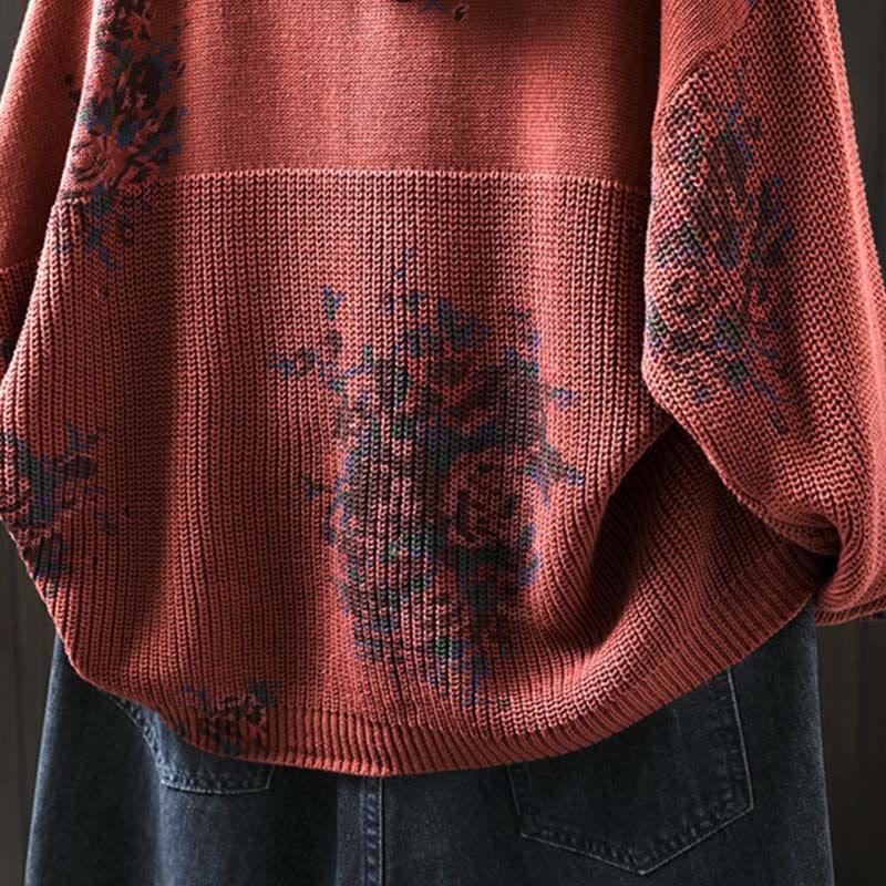 Maglione con cappuccio a maniche lunghe in cotone lavorato a maglia floreale da donna Buddha Stones - image 9