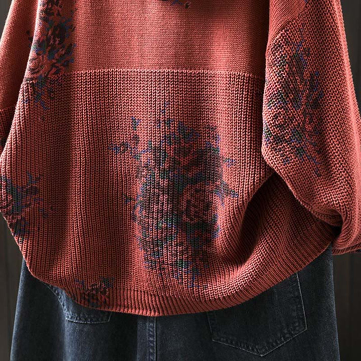 Maglione con cappuccio a maniche lunghe in cotone lavorato a maglia floreale da donna Buddha Stones - image 9