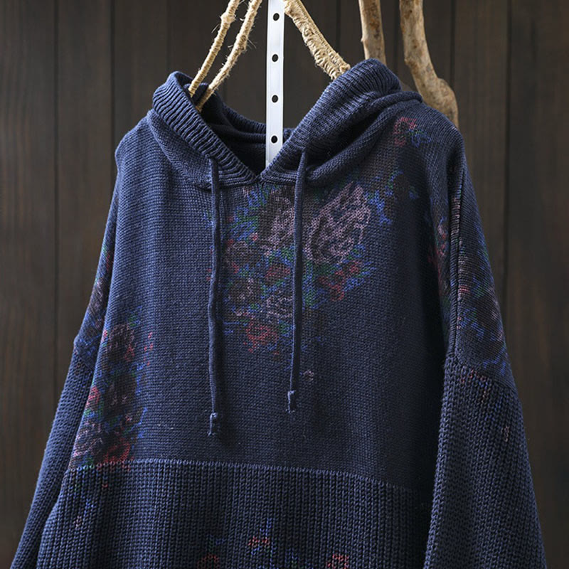 Maglione da donna a maniche lunghe con cappuccio e stampa floreale Buddha Stones - image 21