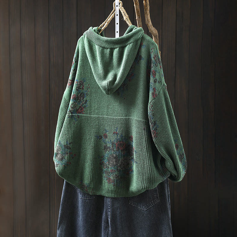Maglione da donna a maniche lunghe con cappuccio e stampa floreale Buddha Stones - image 11