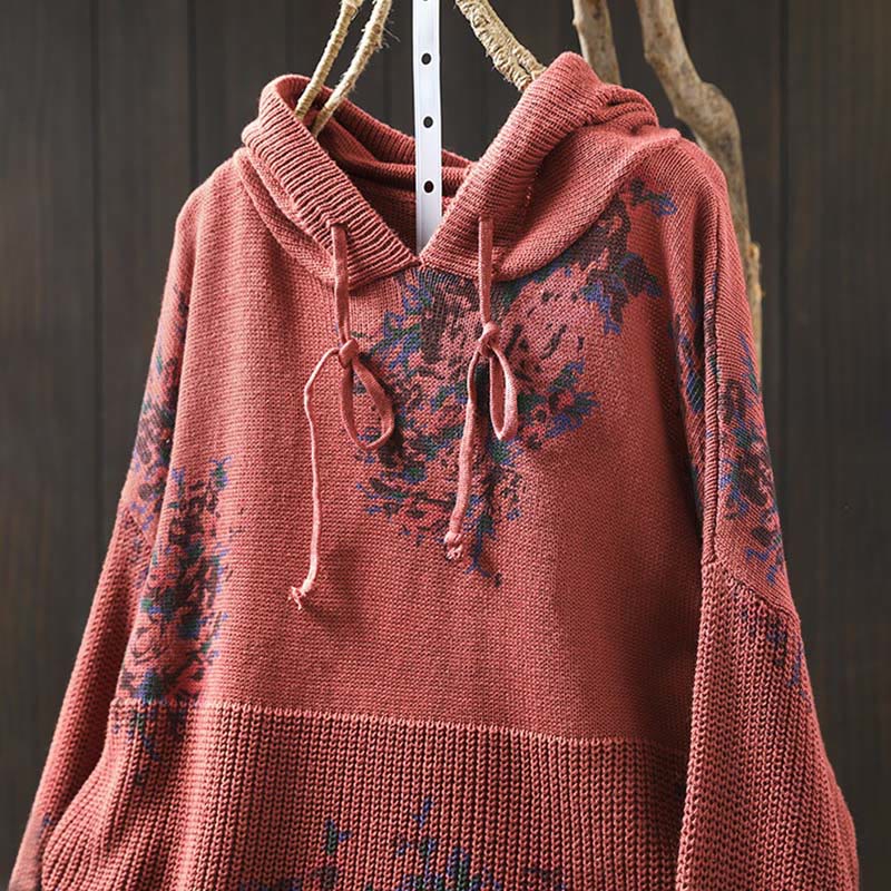 Maglione da donna a maniche lunghe con cappuccio e stampa floreale Buddha Stones - image 6